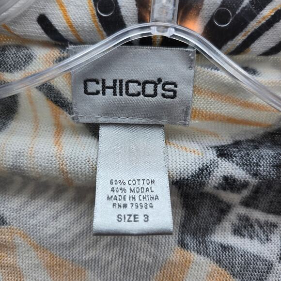 Chico's Floral Open Waterfall Draped Front Cardigan Sweater Boho Size 3 US XL - Picture 3 of 4